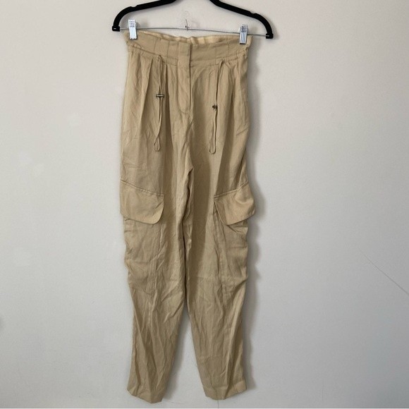 Revolve BCBG Maxazria Paper Bag Pant Pale Khaki Sz XS NWT - Picture 3 of 14